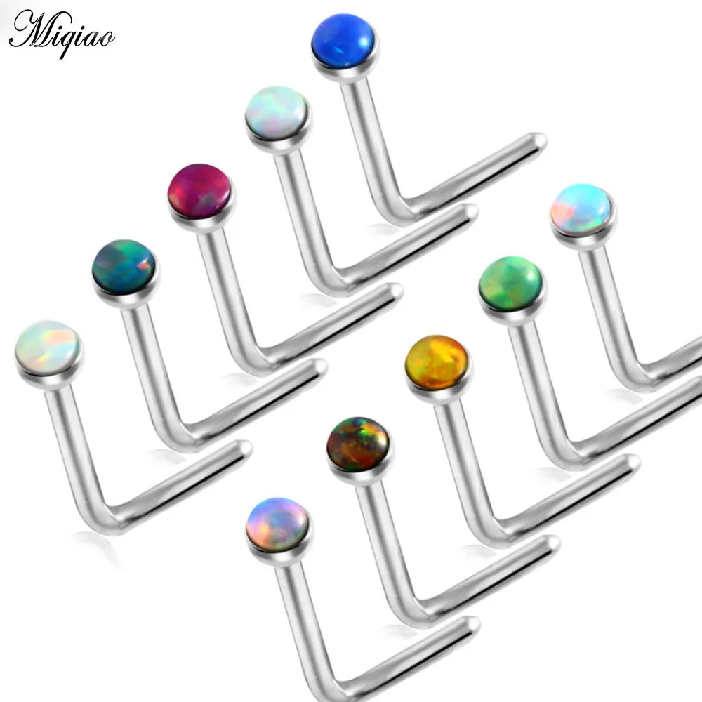

Miqio 1pc Opal Stone Nose Ring Nose Studs Septum Ring Piercing Body Jewelry for Women