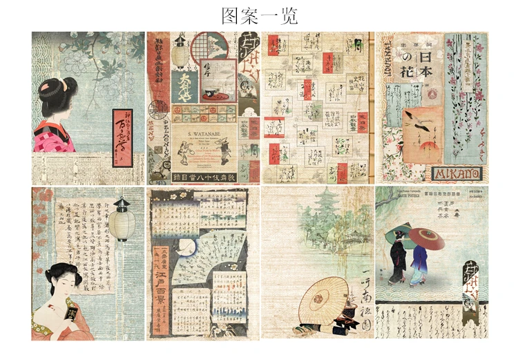 

8pcs Edo Period Japanese Style Retro Stickers TN Hand book Paper decorate Material Sticker papeleria Cute Journal aesthetic