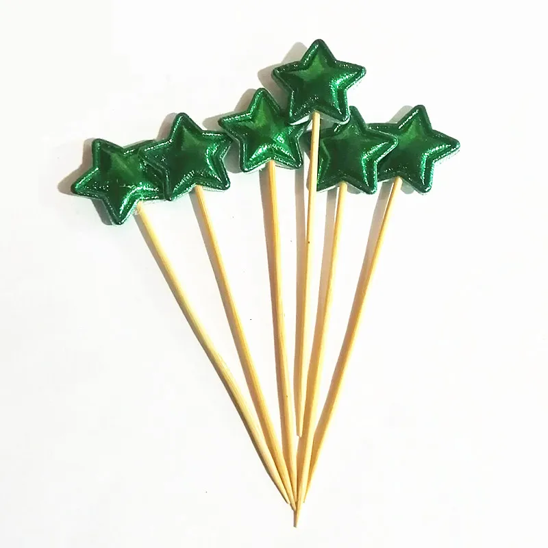 50 штук звездочек одноразовые праздничные тарелки из бамбука вилки свадебные принадлежности для буфета фрукты десерты палочки топперы для капкейков коктейльные палочки.