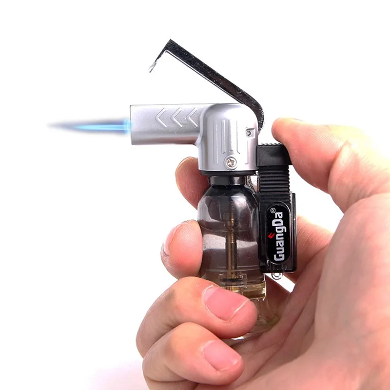 

Creative Small Welding Torch Cigarette Lighter Metal Windproof Gas Lighter Butane Visible Gas Window Creative Lighter Blue Flame