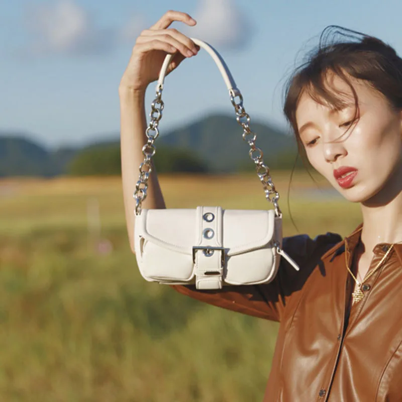 

Fashion Design Women Chain Shoulder Bags PU Leather Ladies Clutch Purse Handbags Vintage Female Small Baguette Underarm Bag