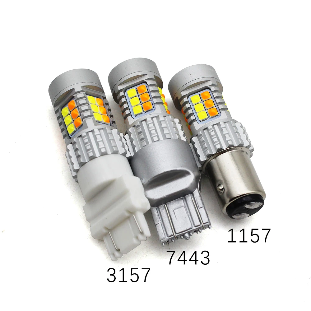 

10PCS 1157 7443 3157 3030 30SMD Dual Double colors Super Bright LED Auto Tail Brake Bulb Daytime Running Lights Reverse Light