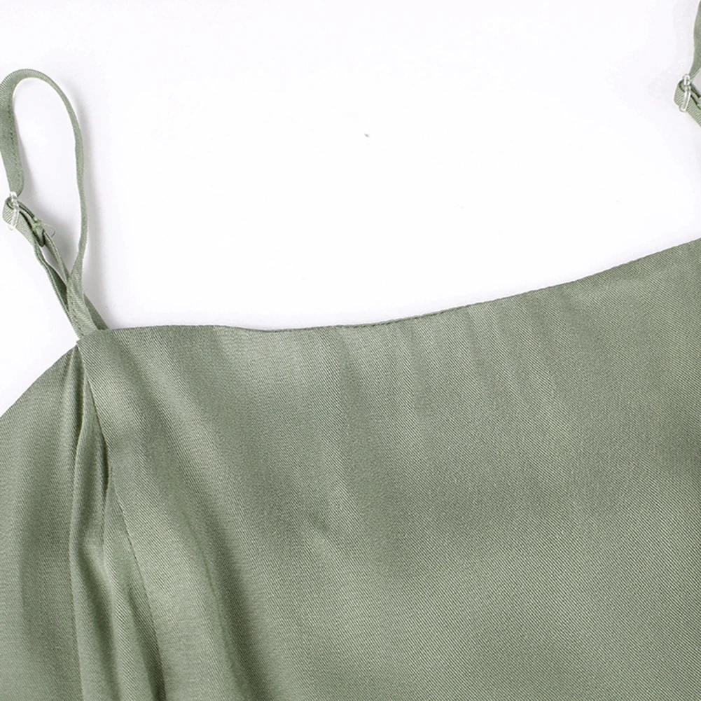 

Women's Square-neck Button Sling Dresses High Waist Summer Beach Swing Dress with Pocket Solid Color J55