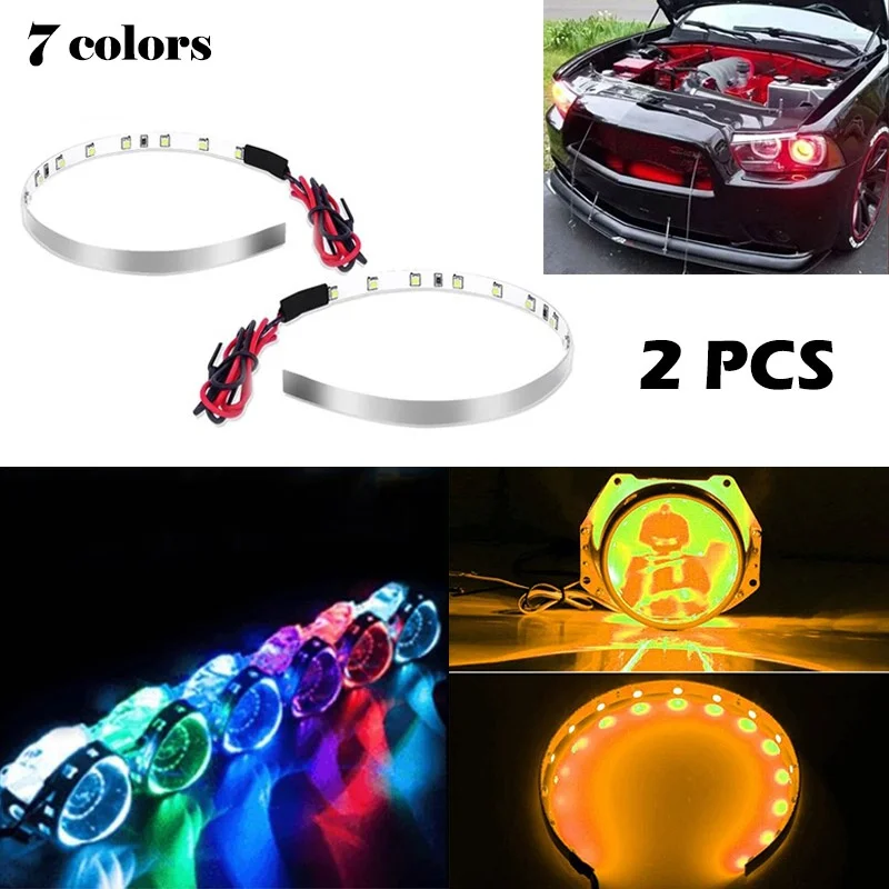 

2pcs LED Multi-color Super Bright 360 Degree SMD Demon LED Halo Rings Kit Devil Eye For All Car 2.5 inch Projector Headlight