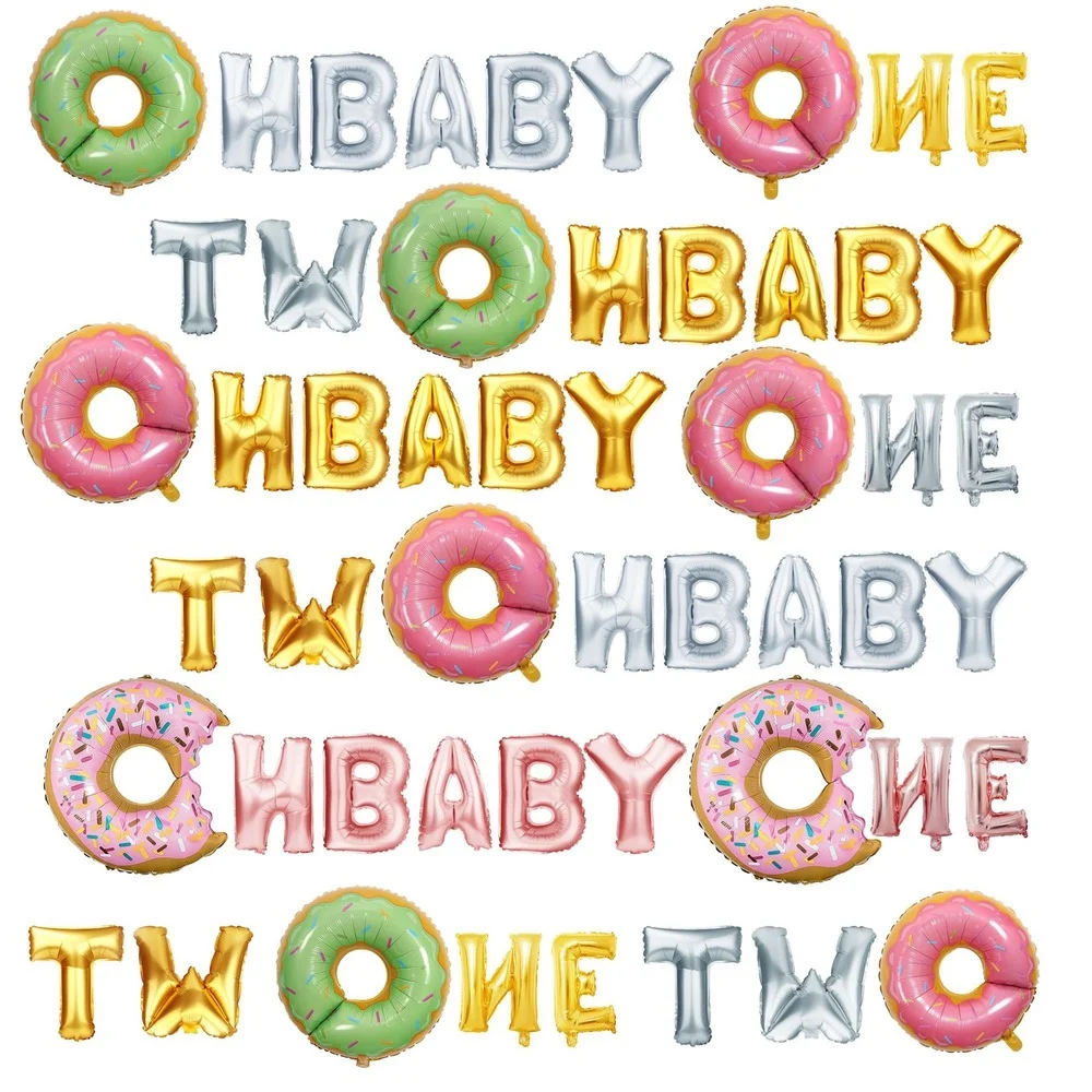 

ONE TWO OH BABY Letter Foil Balloons Party Decoration Baby Shower 1st 2th Birthday Supplies Balloons Decor