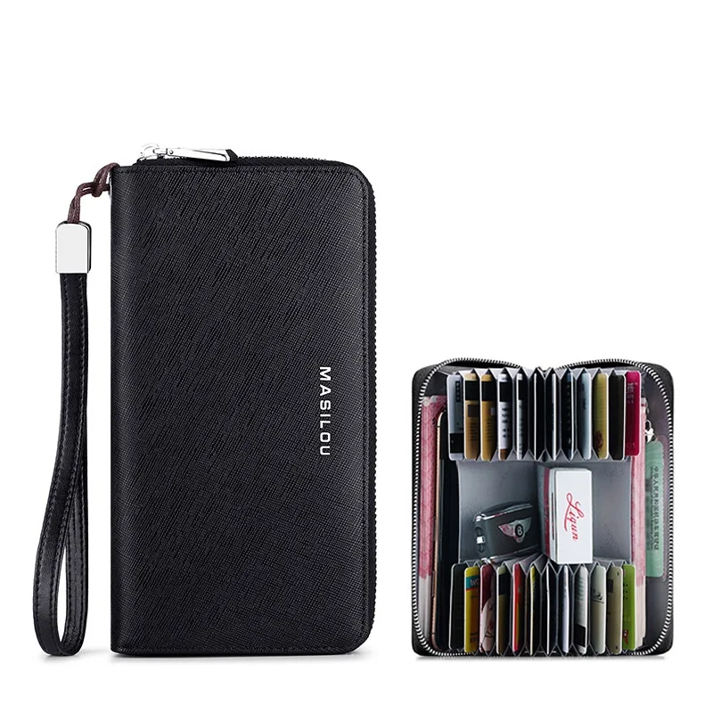 

Credit Card Holder Rfid Blocking Wallet Zipper Split Leather Anti Theft Wallet Women Long Big Travel Passport Card Purse Lady