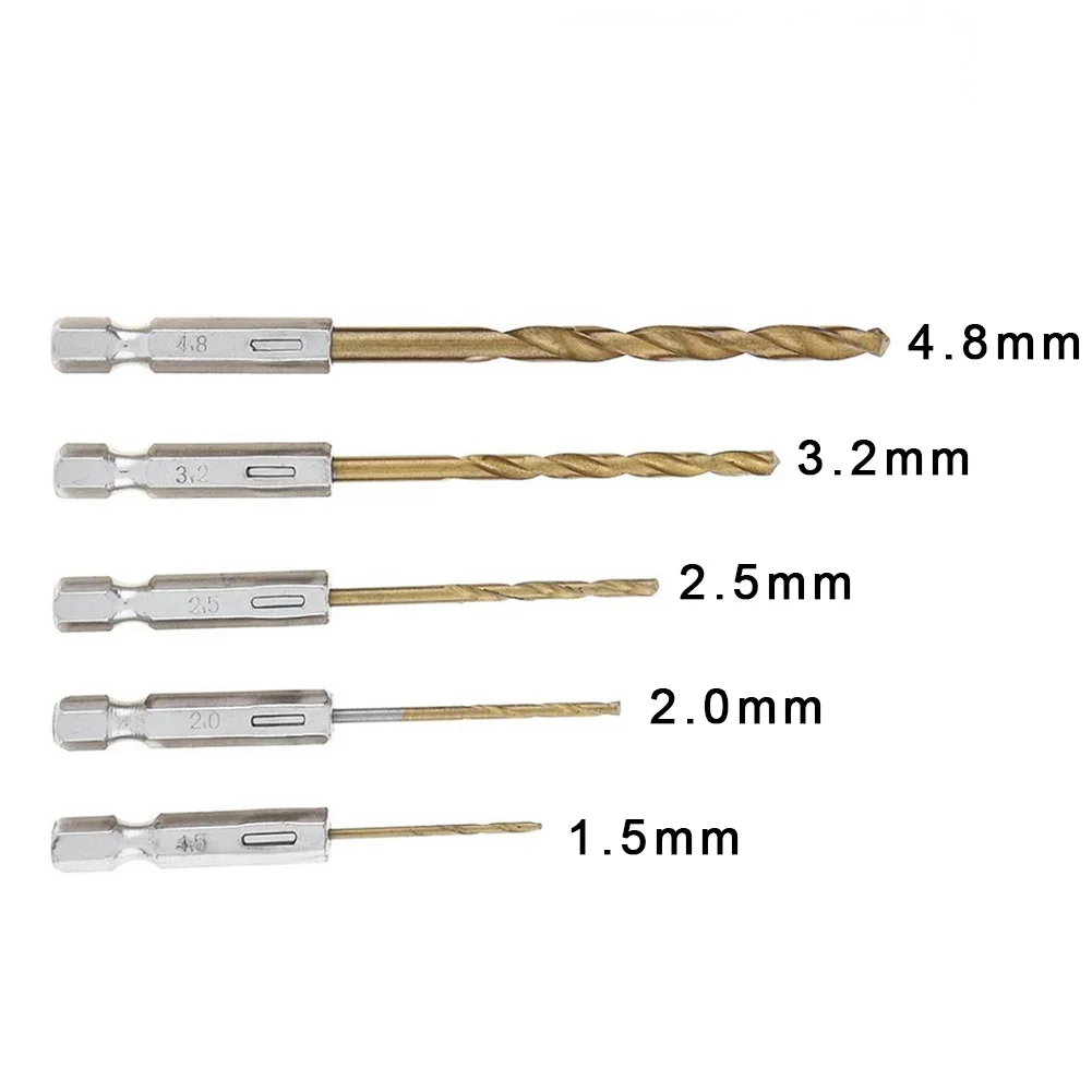 

Shank 5pcs 5X Titanium Drill Bit For Metal Wood Fits Impact Hot Accessories