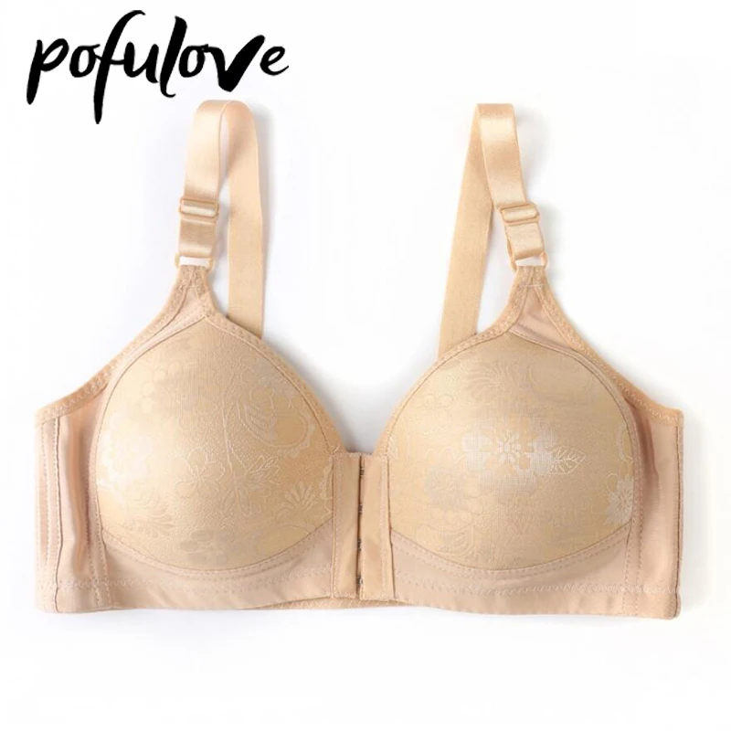 

Women Plus Size Bra Front Closure Push Up Bras Thin Cotton Underwear Wireless Seamless Bralette Female Brassiere for Big Breast