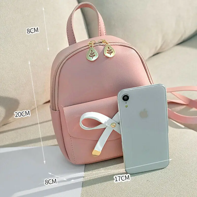 Простой белый женский рюкзак с бантом шикарный маленький школьный ранец нитью