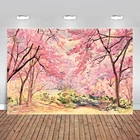 Весенний розовый фон для фотосъемки с изображением сакуры деревьев вишневого цветка Мулан китайский фон для фотосъемки в японском стиле баннер на день рождения для девушек