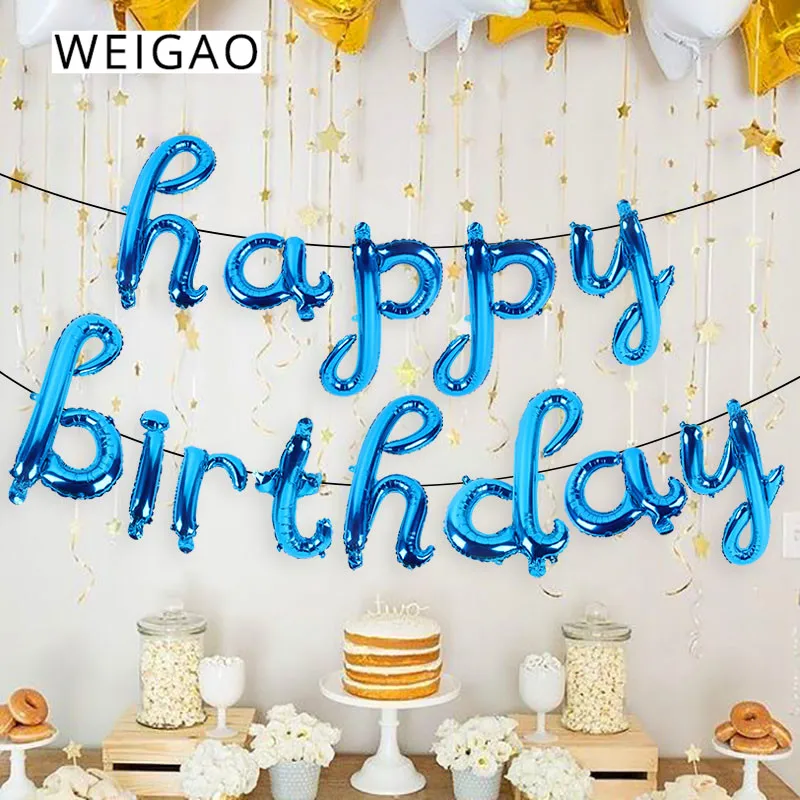WEIGAO 16 дюймов надпись с днем рождения фольги Воздушные шары День украшения Дети