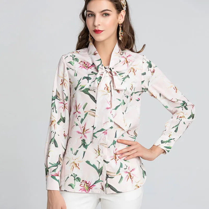 Женская блузка с длинным рукавом и цветочным принтом большие размеры|blouse brand|brand