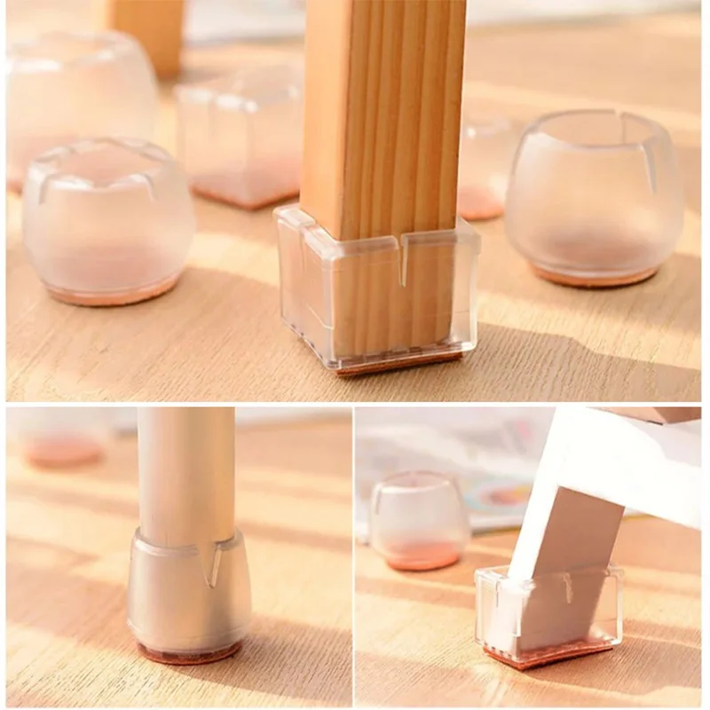

10pcs Silicone Rectangle Square Round Chair Leg Caps Feet Pads Furniture Table Covers Wood Floor Protectors Furniture Parts