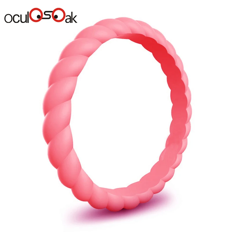 Hot Fashion 3mm Thin Braided Silicone Ring For Women Wedding Rings Sports Hypoallergenic Crossfit Flexible Rubber Finger Ring