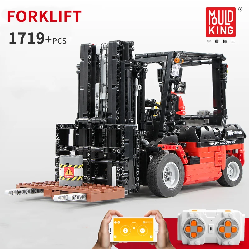 

MOULD KING APP Remote Control Engineering Car Model MOC Building Blocks Technical RC Forklift Vehicle Bricks Toys For Children