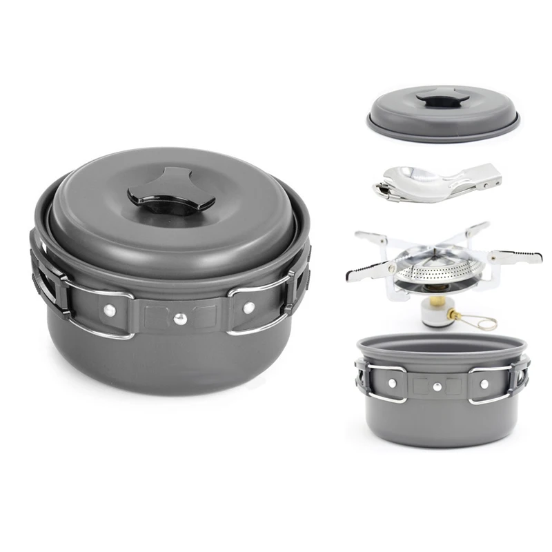 1 Person Ultralight Outdoor Camping Cookware Single Cooking Pot Utensils for Hiking Picnic Backpacking Tableware Pot