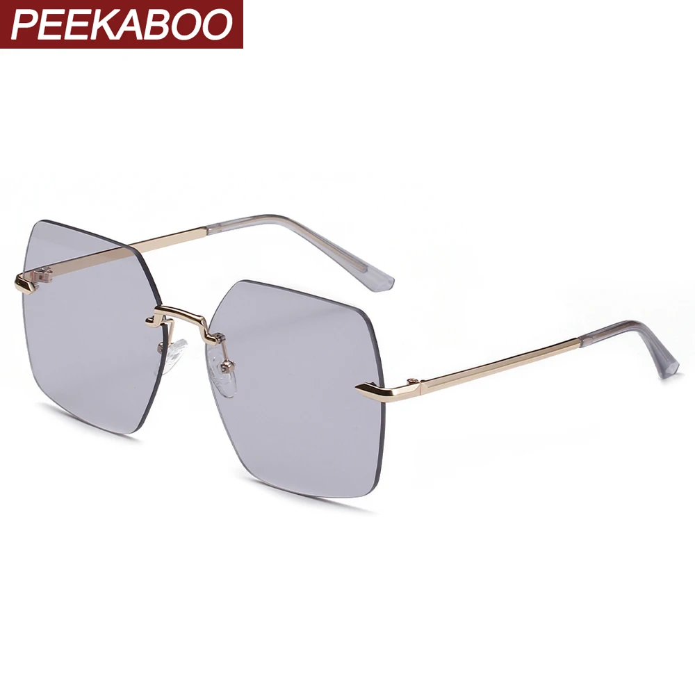 Мужские и женские квадратные солнечные очки Peekaboo золотистые безрамные