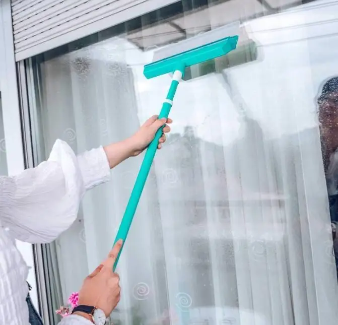 

Telescopic Glass Wiper Window Cleaning Brush Double-sided Cleaner Long Handle Silicone Rotating Head Cleaning Tools