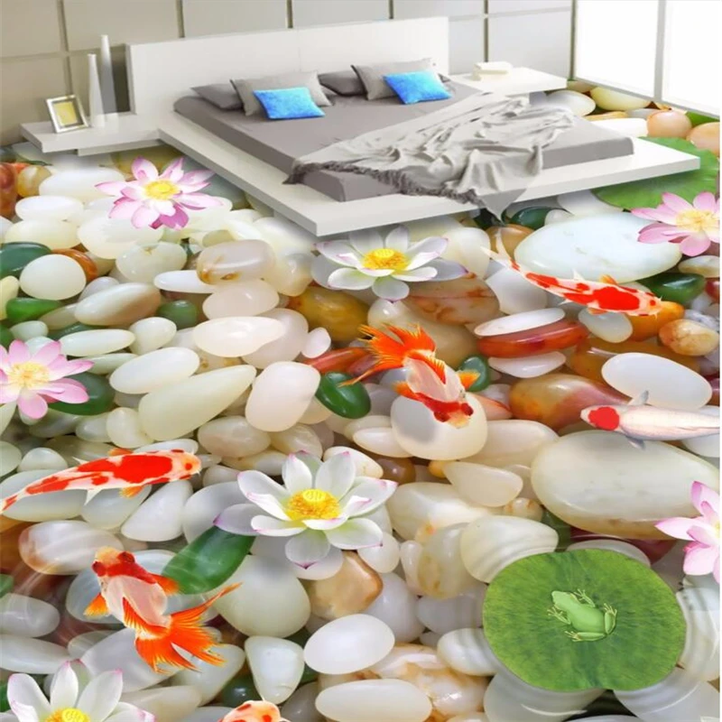 Напольное покрытие wellyu на заказ 3d обои цветы трехмерный Лотос карп фотография