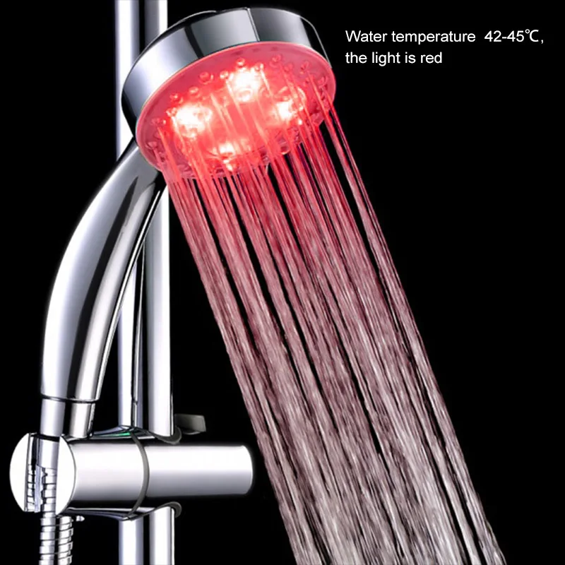 

Handing Rainfall Temperature Control Colorful Bathroom Accessories Automatic Plastic LED Lights Single Round Heads Shower Head