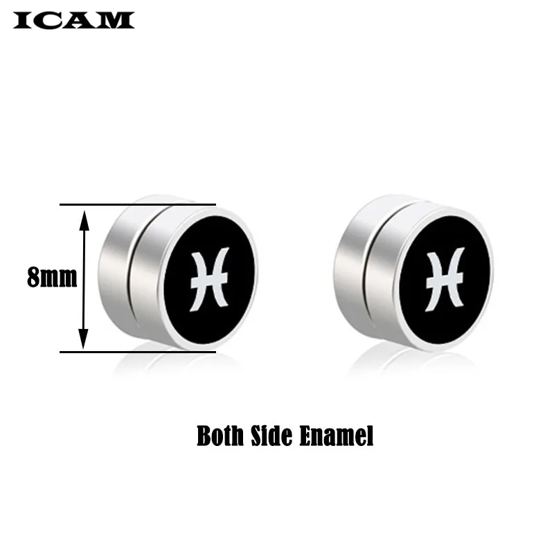 1 пара мужские магнитные серьги-гвоздики со знаками Зодиака | Украшения и