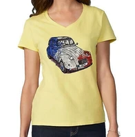 vintage french car 2cv new cotton lady t shirt