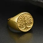 Кольцо Valily 316L мужское из титановой стали, кольцо панк-рок золотого цвета с изображением дерева жизни, рождественский подарок, размеры США 7-14, Прямая поставка