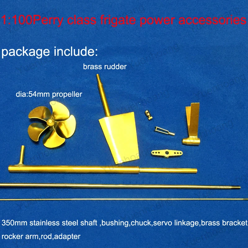 

1set 1:100 RC Perry Class Missile Corvette Power Accessories Frigate Brass Submerged Rudder 54mm CCW Propeller 350 Metal Shaft