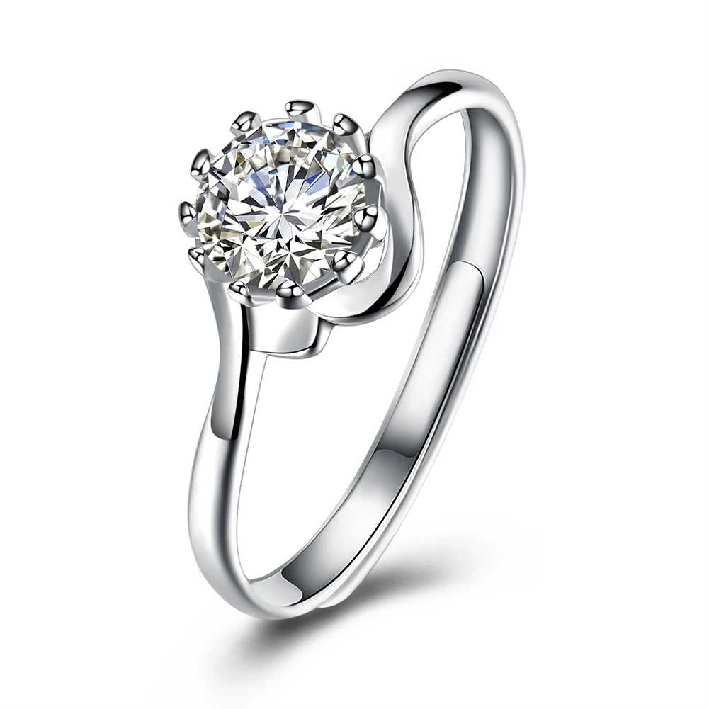 

ZEMIOR Sterling Silver 925 Jewelry For Girl Rings Adjustable Streamline Design Round Zircon Women Ring Wedding Gift Hot Sale