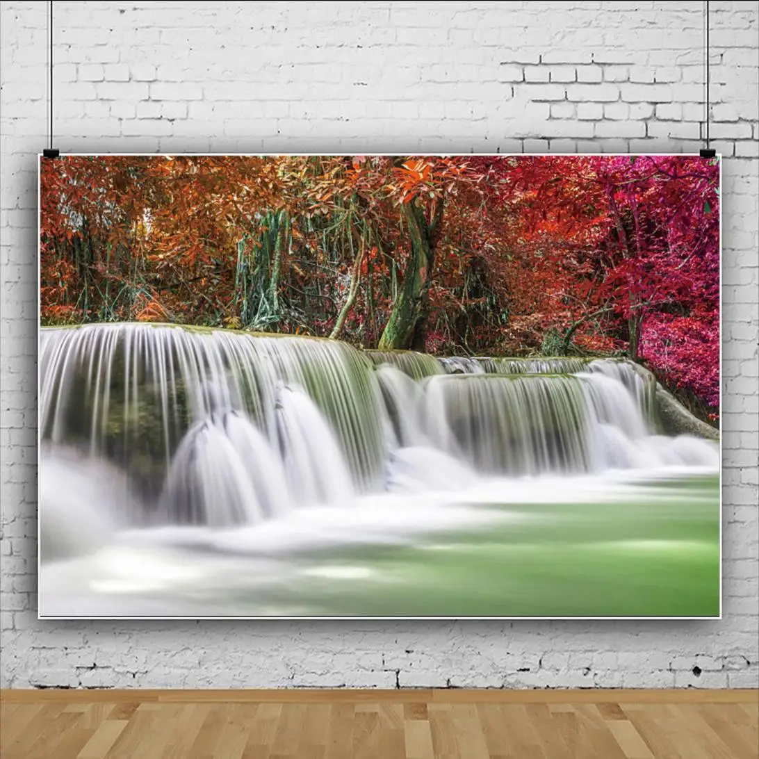 

Landscape Waterfall Lake Spring Tree Green Nature Scenery Scenic Photography Backdrops Vinyl Background For Photo Studio