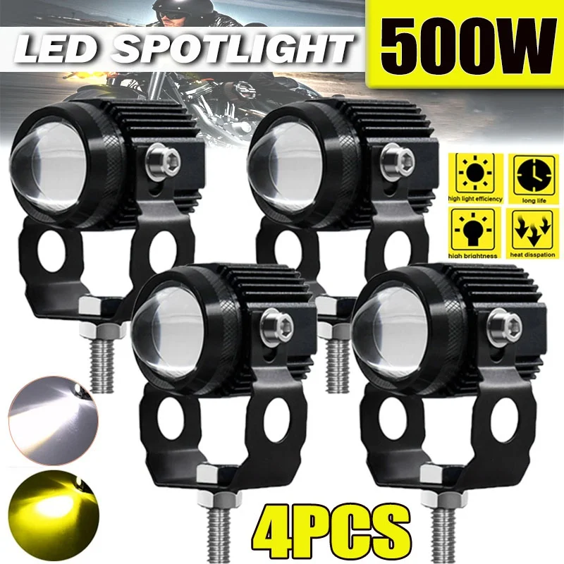 

500W Motorcycle LED Driving Fog Lights Spotlights High Low Beam Headlights Lamps Electric Work Driving Headlamp Spot Lamps