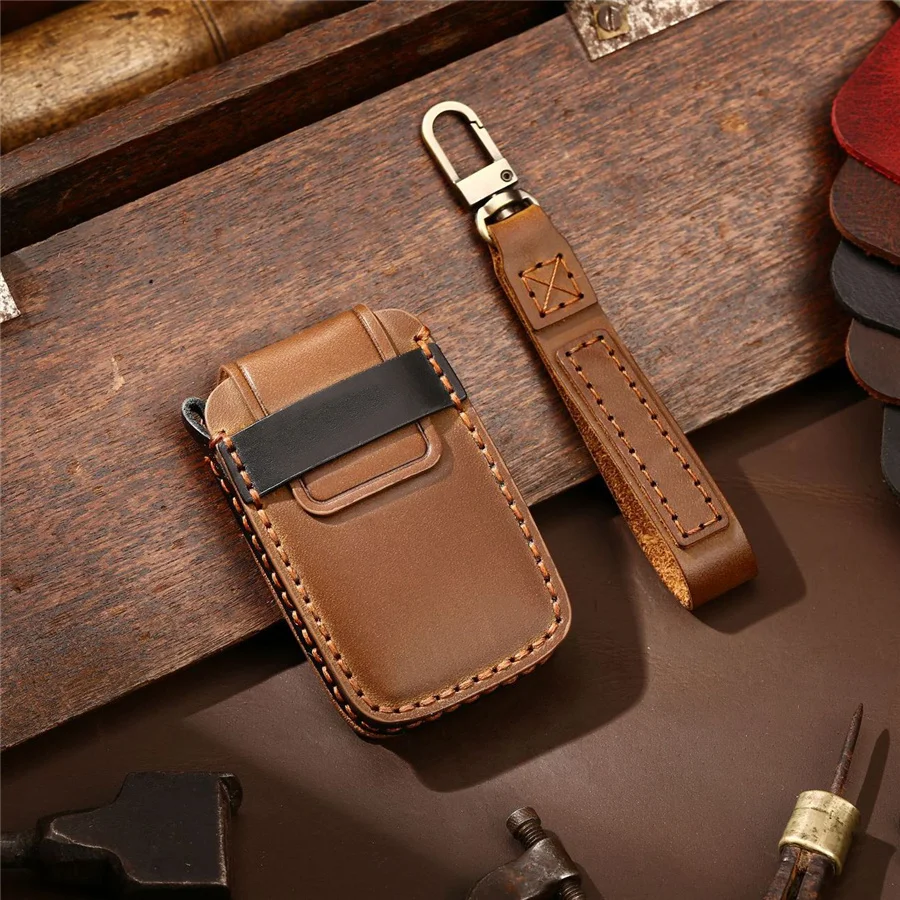 

1Pcs Car Genuine Leather Key Fob Case Cover Holder Chains For Land Rover