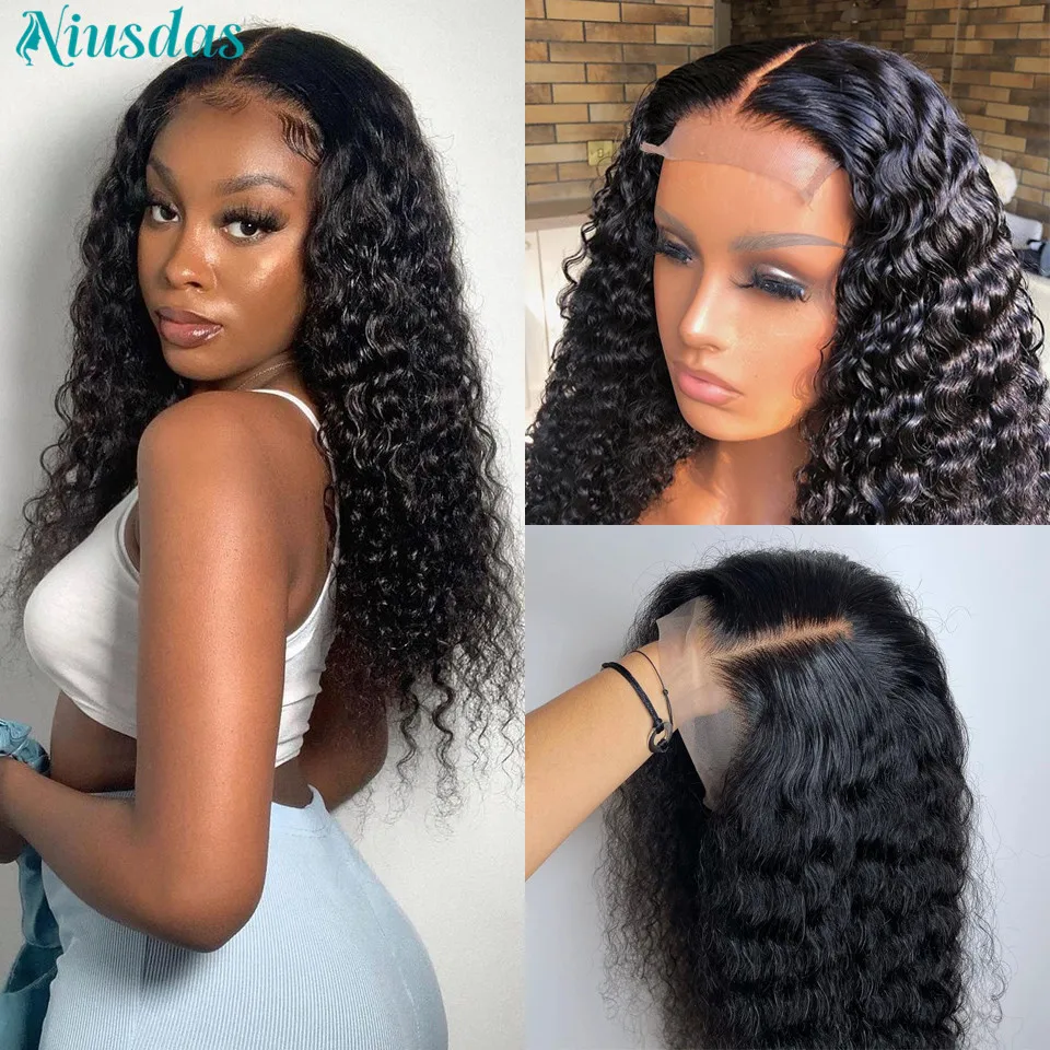 Brazilian 28 inch Curly Human Hair Wig 4x4 Closure Wigs for Women Human Hair Niusdas Lace Front Human Hair Wigs Pre Plucked enlarge