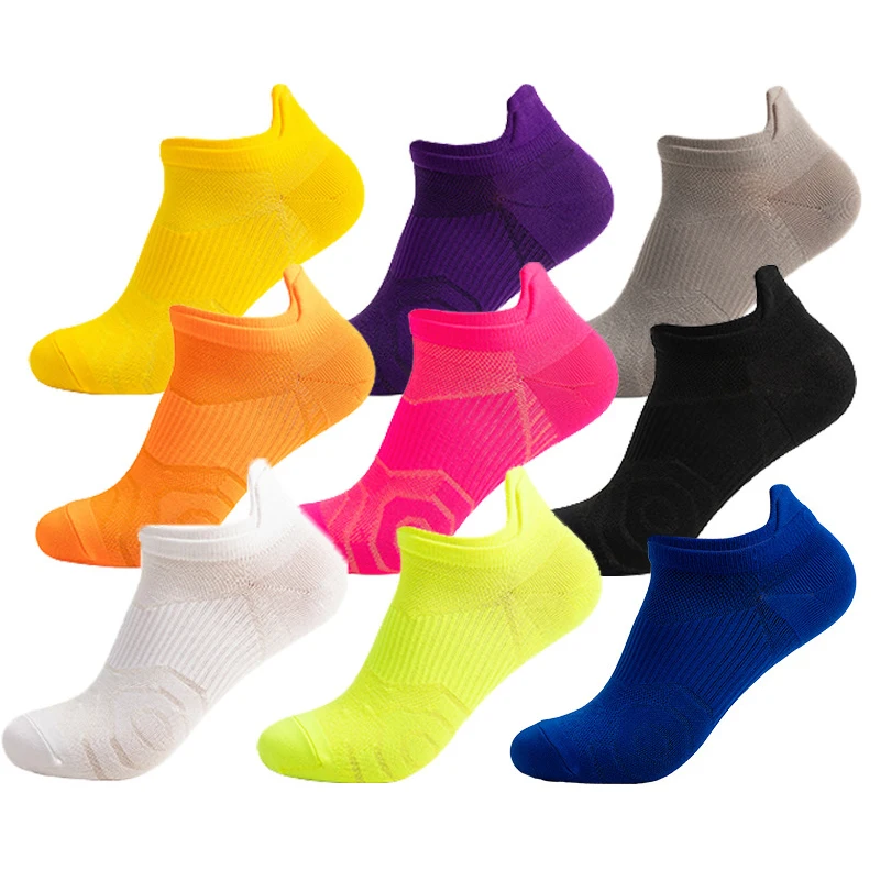 Athletic Sport Ankle Boat Socks Nylon Outdoor Basketball Bike Running Football Breathable Non-Slip Candy Color No Show Socks