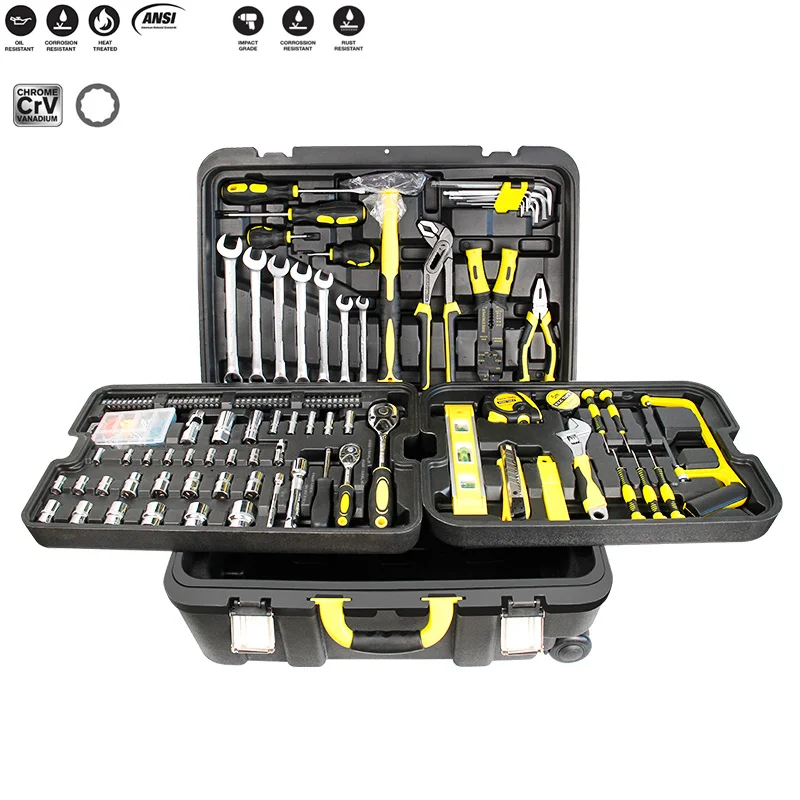 187 Pieces Contains Mechanic Tools Kit For Car Repair And Household Work Boxes of New Plastic Pull Rod Box