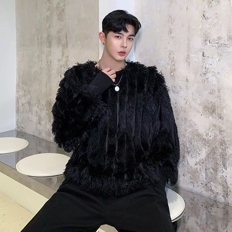 

Male Women Vintage Fashion Streetwear Lovers Tshirt Tees Men Fashion Hair Tassels Loose Casual Long Sleeve Pullovers T Shirt