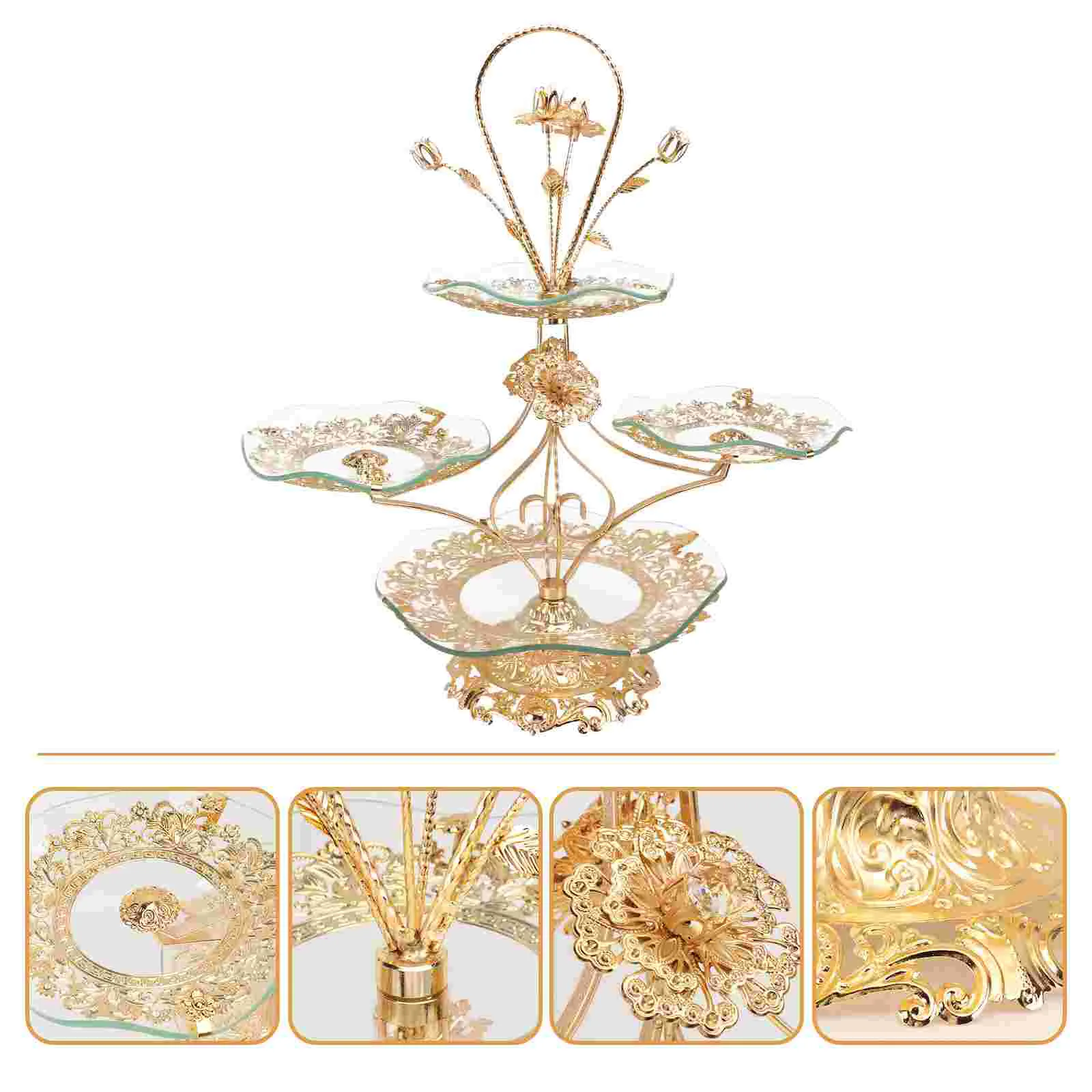 

1Pc Delicate Fruit Plate Decorative Desktop Tea Table Storage Tray (Golden)