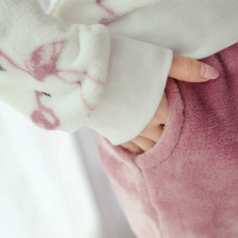 2019 толстые теплые фланелевые женские пижамы комплекты Осень-зима 2 штуки