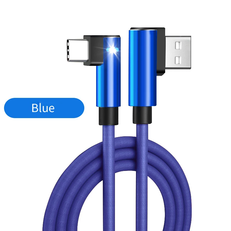 Usb type C быстрое зарядное устройство Легкий кабель 90 градусов локоть игровой для
