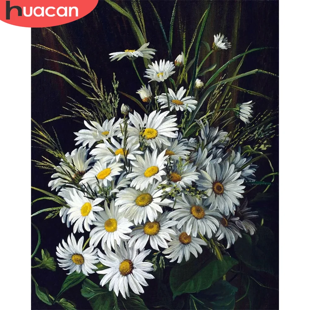 

HUACAN Paint By Numbers Daisy Wall Art Unique Gift On Canvas Hand Painted Picture By Numbers Flower For Living Room