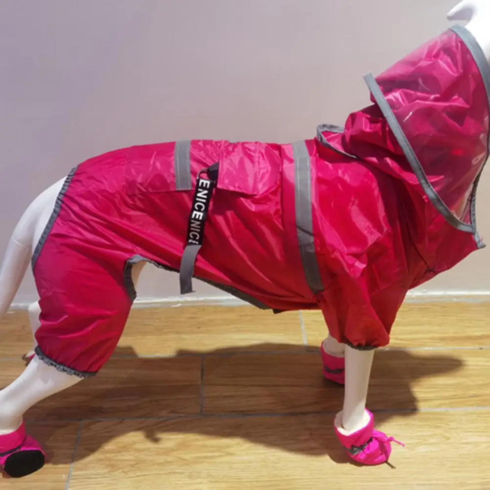 

Pet Rainwear Transparent Large Hood Brim Rainproof Four-leg Fashion Dogs Hooded Raincoat for Outdoor