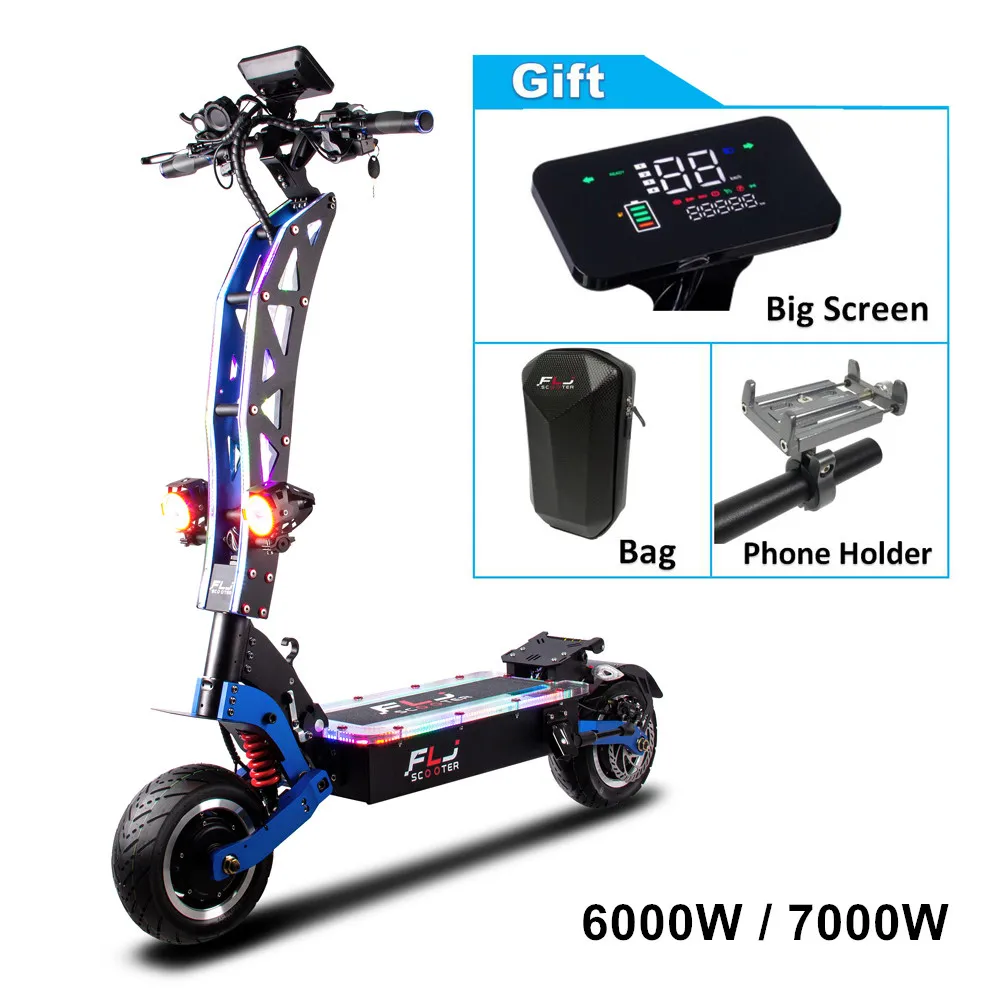 Bestellen FLJ SK3 Pro 72V 7000W E Roller Und 60v/6000wv Starke Leistung 11 Zoll Dual Motoren E Bike Faltbare Top Design Elektrische Roller