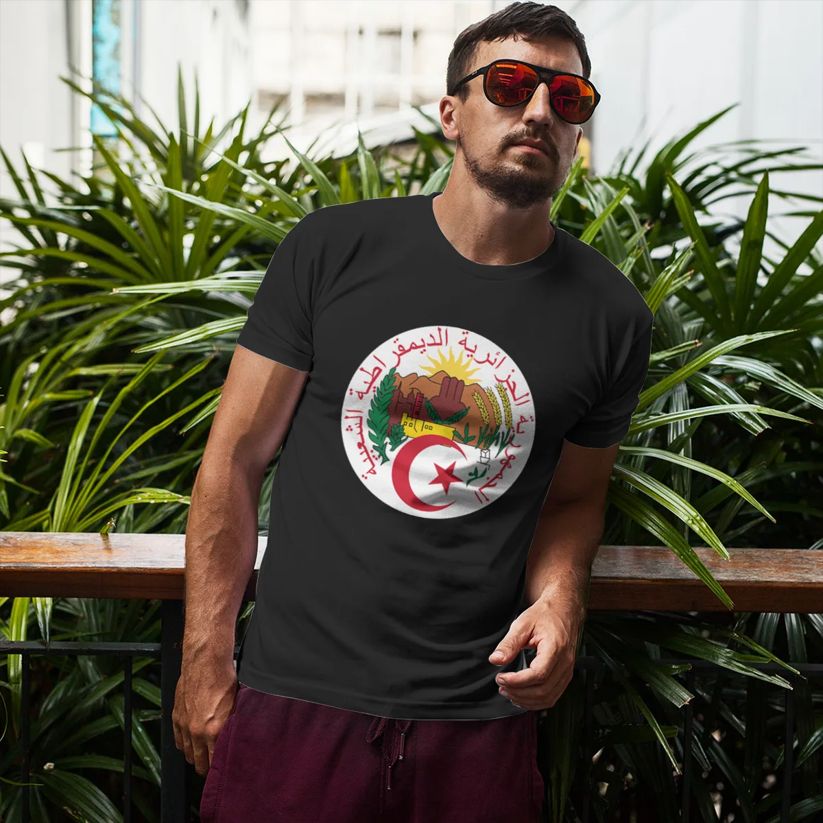 

Seal of People s Democratic Republic of Algeria Men's short-sleeved t-shirt Casual R345 Top tee Eur Size