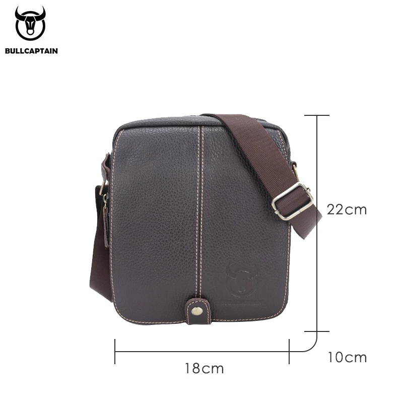 BULLCAPTAIN Men's Shoulder Messenger Bag Leather Casual Classic Multifunctional Long Cover Bag Medium And Small Bag
