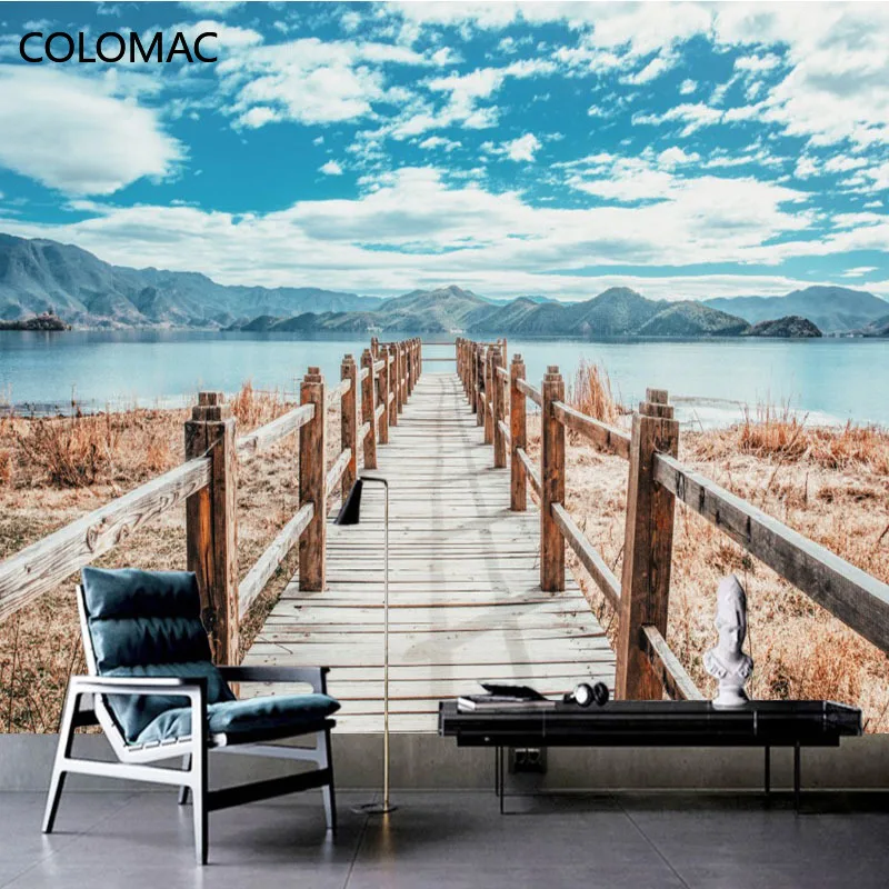 

Colomac Custom 3D Beautiful Sea View Living Room Background Wallpaper Bedroom Background Large Mural Wall Stickers Dropshipping