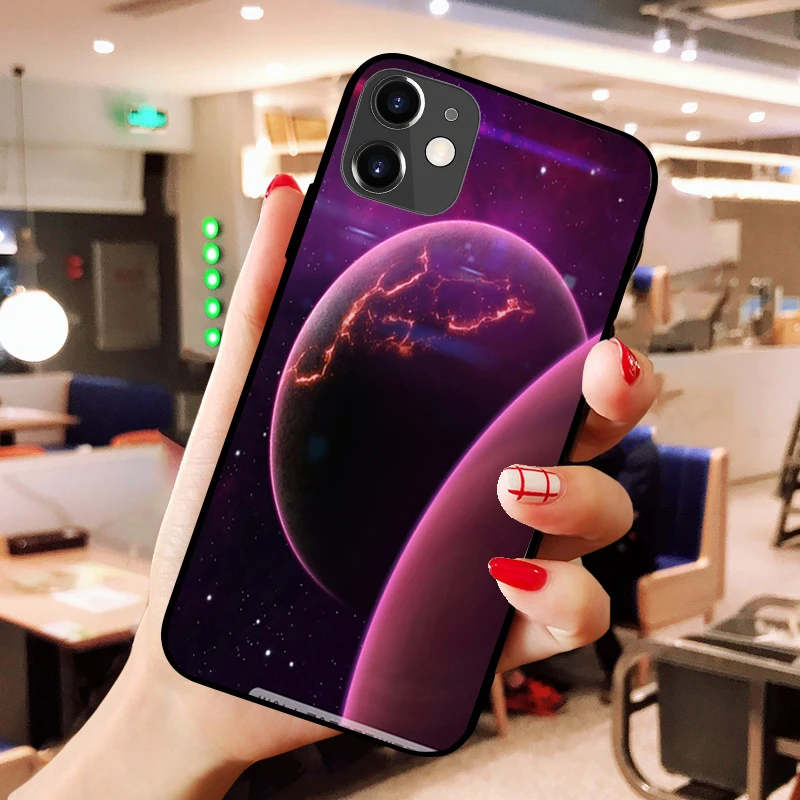 

High quality and ultra-thin TPU silicone Dream purple planet mobile phone case for iPhone 11 12 Pro x XR XS max 5 6 7 8 plus se