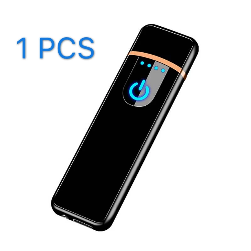 Может заряжаться беспламенная usb Зажигалка для зарядки пальцевая Гироскопическая Зажигалка Электронная зажигалка для курения сенсорный датчик переключатель - Цвет: Black