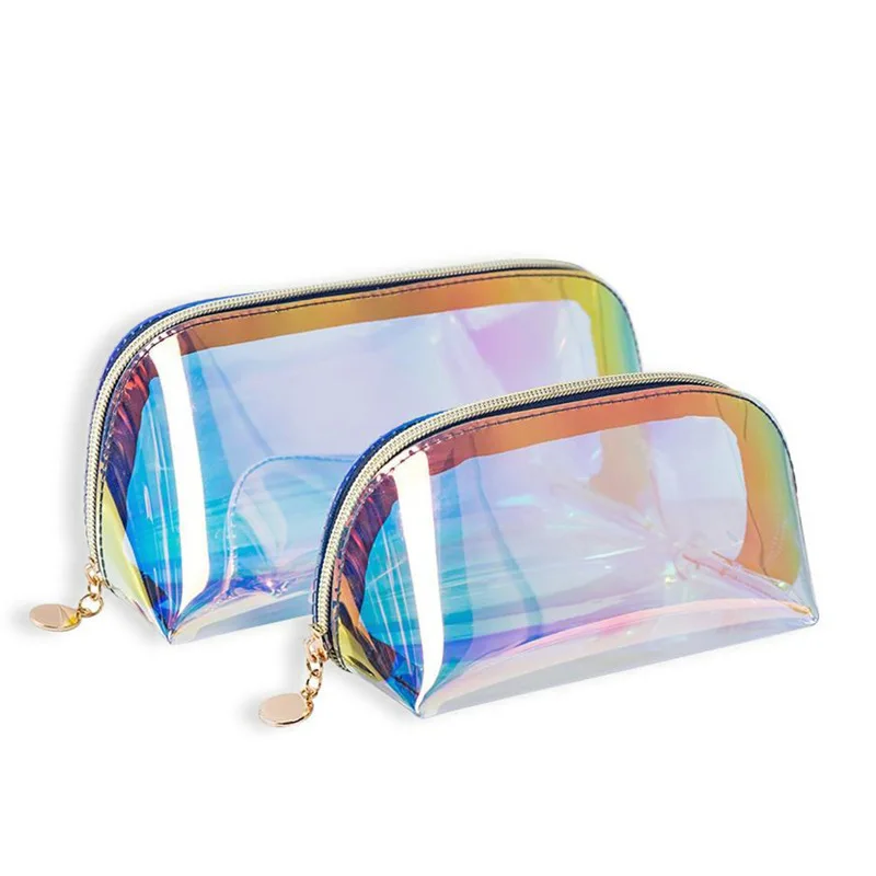 

30pcs/Lot Waterproof Laser Women Makeup Bag Large Capacity Transparent Cosmetic Bags Toiletry Pouch Bag Travel Case Custom Logo