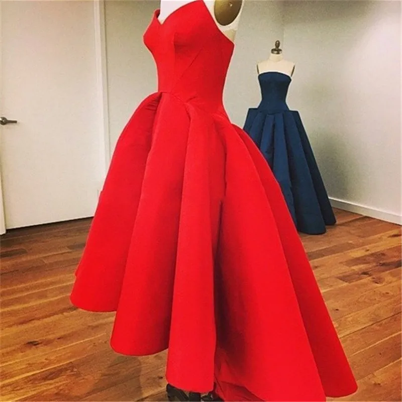 Vestidos новинка милое ТРАПЕЦИЕВИДНОЕ Пышное сатиновое красное Hi Lo летнее Myriam Fares