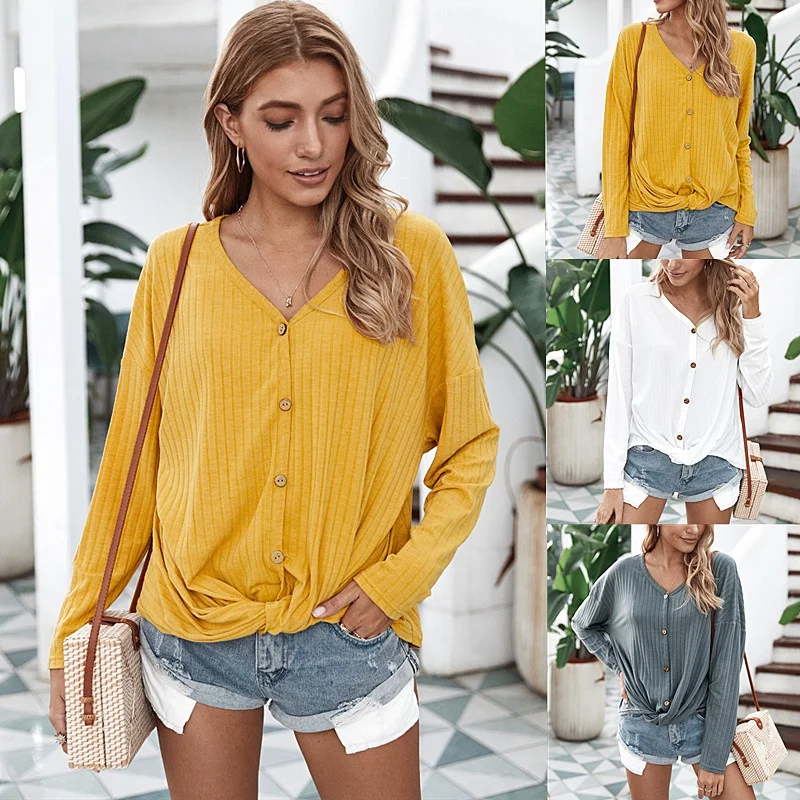 

Autumn Thin Sweaters Women Knitted Button BowKnot Knitwear Undershirt Top Female High Street V Neck